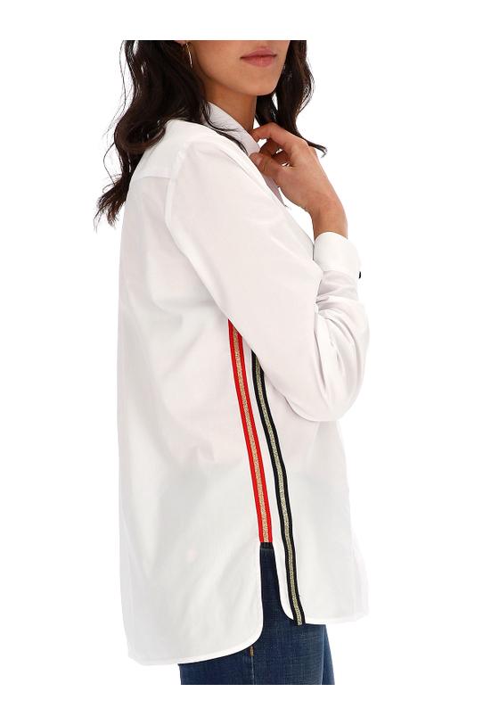 Biała koszula z lampasami po bokach - 4