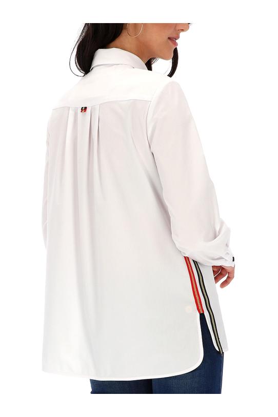 Biała koszula z lampasami po bokach - 5