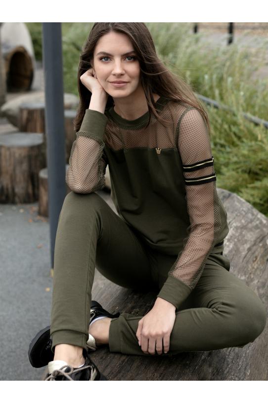 Wizualizacja Ciemnozielona bluza z siateczką