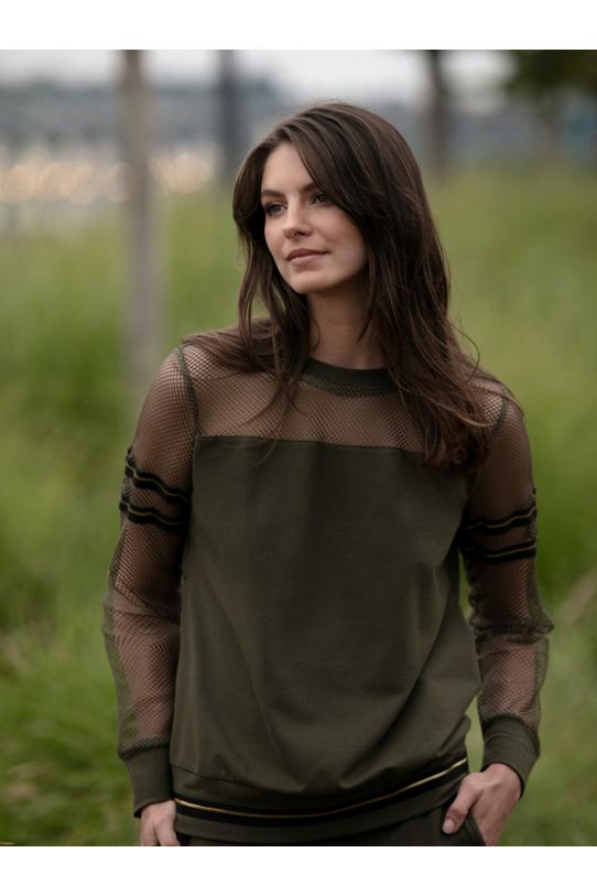 Ciemnozielona bluza z siateczką - 1