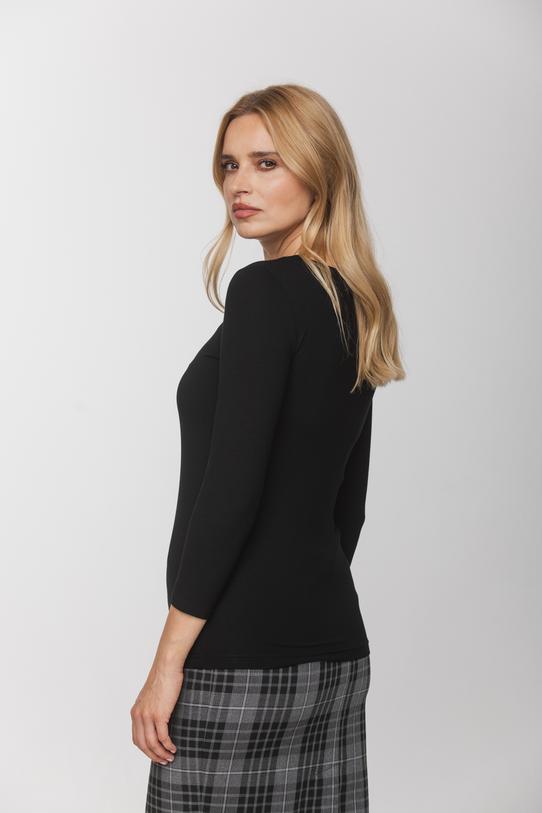 Bluzka basic z rękawem 3/4 w kolorze czarnym - 5