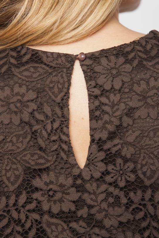 Bluzka bez rękawa z brązowej kwiecistej koronki - 5