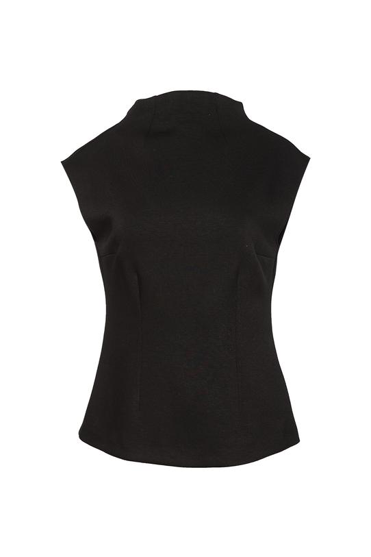 Bluzka bez rękawka z czarnej mięsistej dzianiny - 1