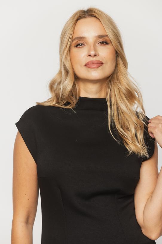 Bluzka bez rękawka z czarnej mięsistej dzianiny - 3