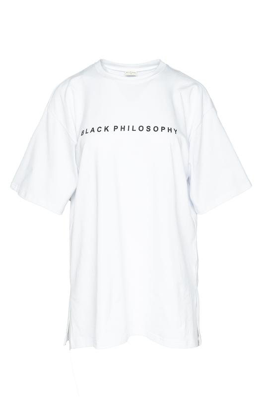 Luźny biały t-shirt  z nadrukiem
