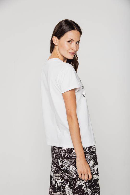 Biały bawełniany t-shirt z nadrukiem