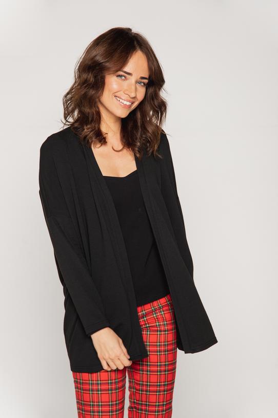 Wizualizacja Czarny kardigan z dzianiny wiskozowej