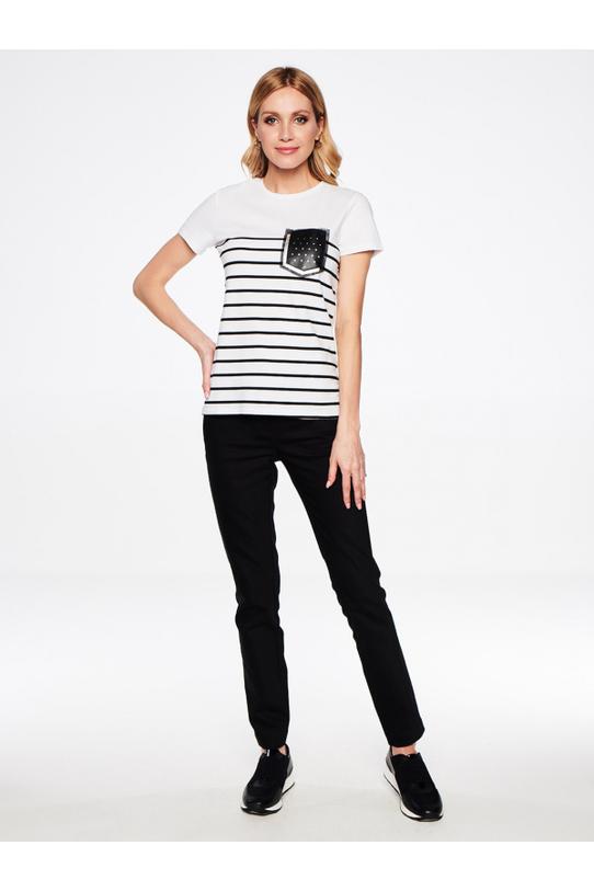 Bluzka w paski z kieszonką - 1