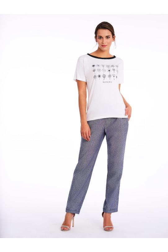 Biały T-shirt z czerwonymi kryształkami - 1