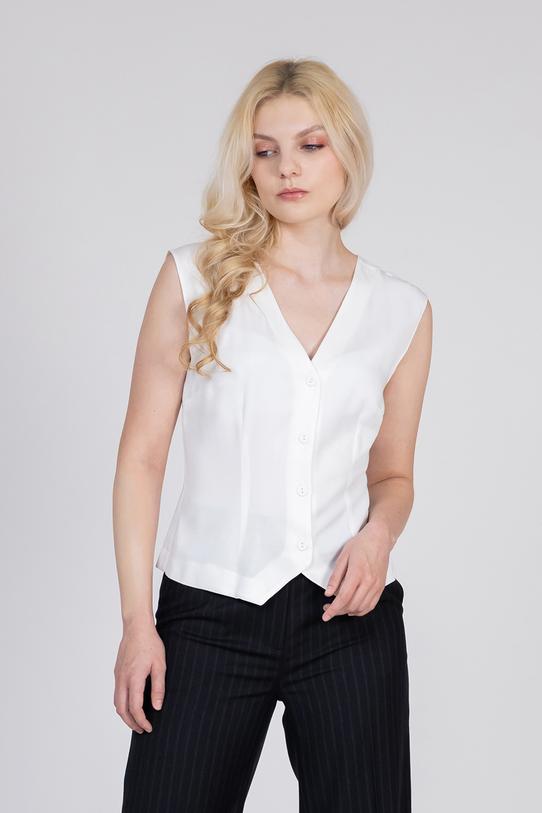 common:product-alt-prefix A lightweight ecru viscose blouse with a vest-style cut