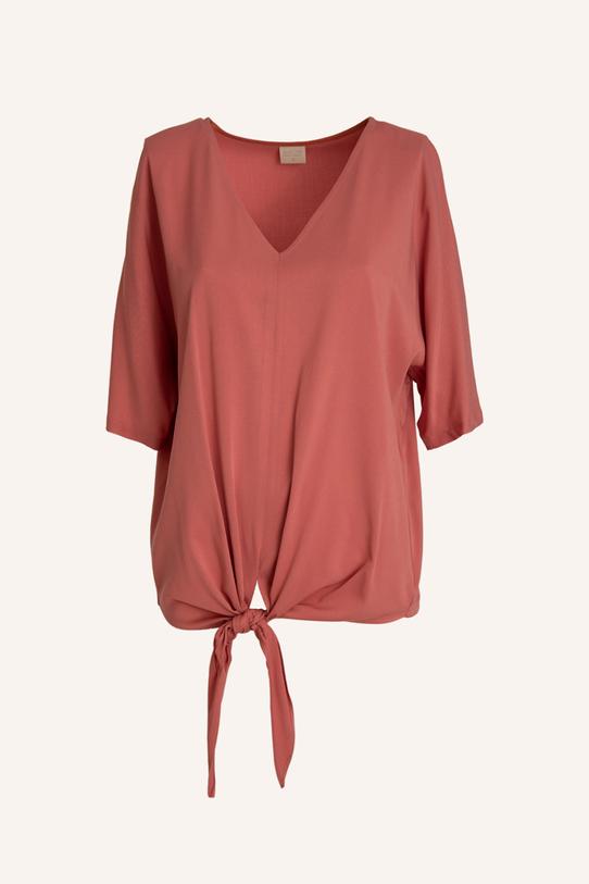Kimonowa bluzka z wiązaniem z przodu - 1