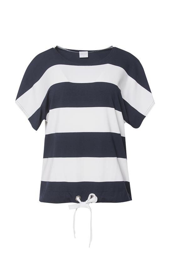 Bluzka w granatowe paski z regulowanym dołem - 1