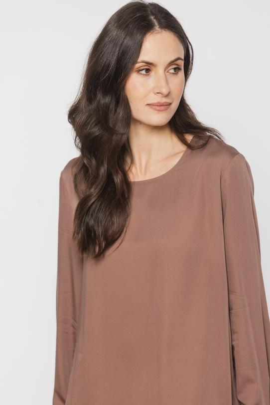 Bluzka w kolorze cappuccino z eleganckim mankietem - 4