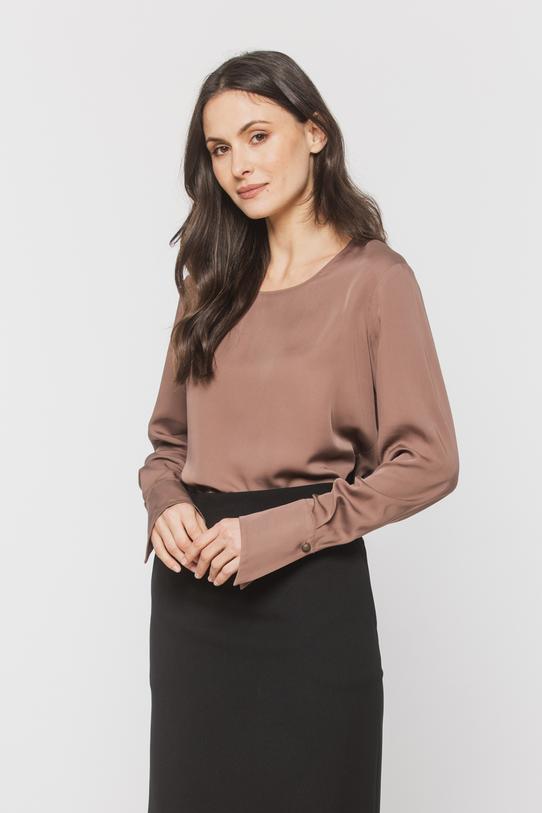 Bluzka w kolorze cappuccino z eleganckim mankietem - 2