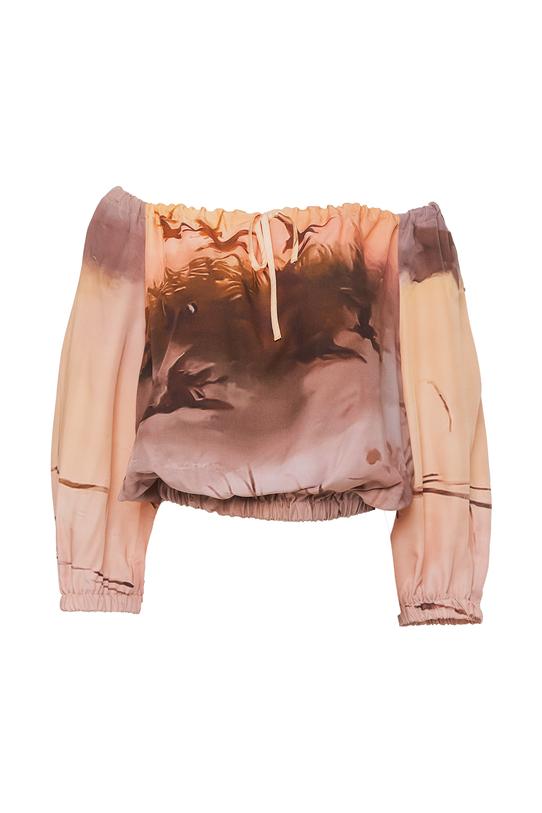 Bluzka w letnich kolorach z regulowanym dekoltem - 1