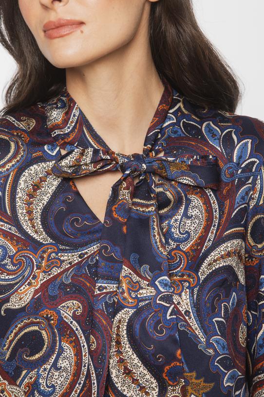 Bluzka wiskozowa z dekoracyjnym wiązaniem i wzorem paisley - 4