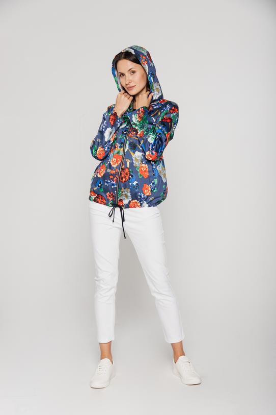 Wizualizacja Rozpinana bluza w kwiaty z troczkiem do wiązania