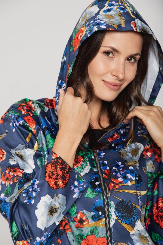 Rozpinana bluza w kwiaty z troczkiem do wiązania - 3