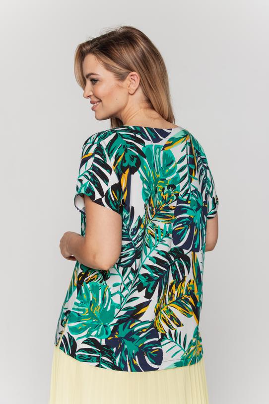 Kimonowa luźna bluzka z dekoltem w serek - 3