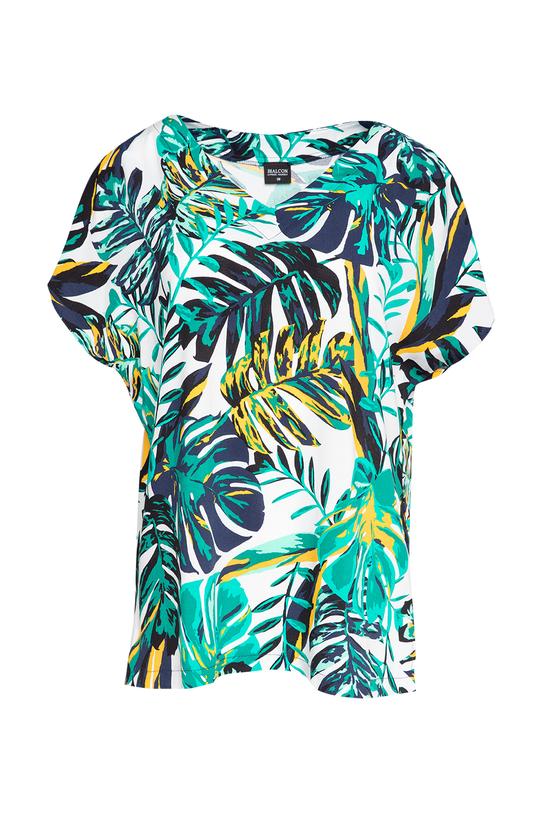 Kimonowa luźna bluzka z dekoltem w serek - 1