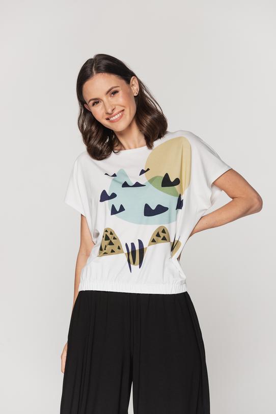 Bluzka z kimonowym krótkim rękawem - 2