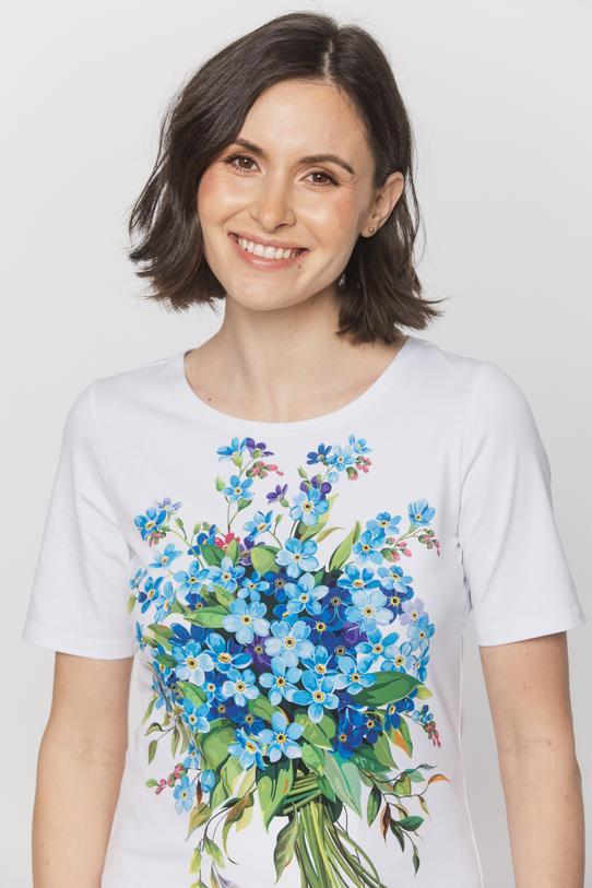 Bawełniana bluzka z aplikacją kwiatową - 4
