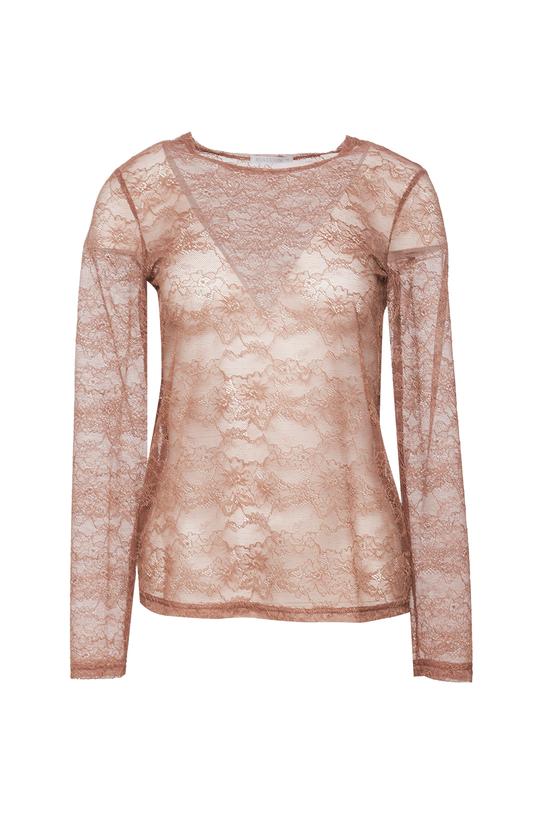 Bluzka z delikatnej koronki w odcieniu zgaszonego różu - 1