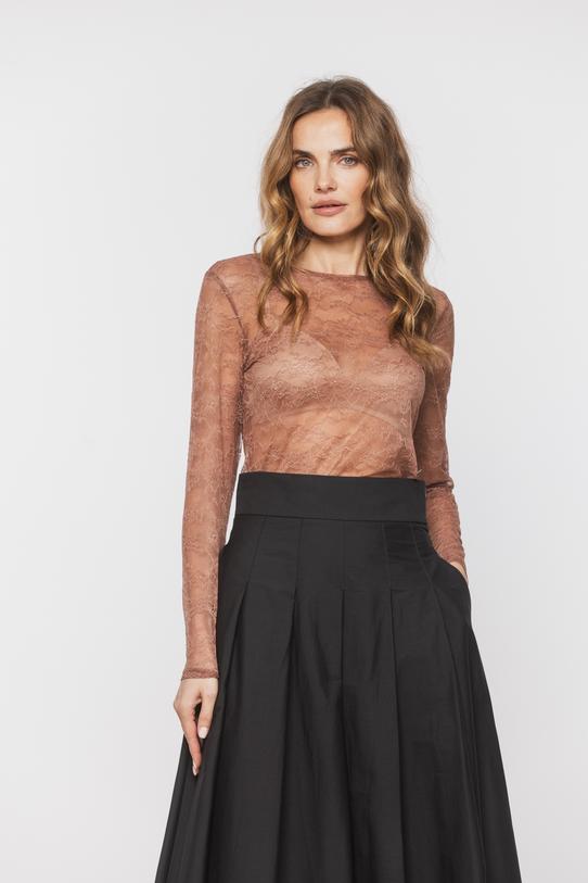 Bluzka z delikatnej koronki w odcieniu zgaszonego różu - 2