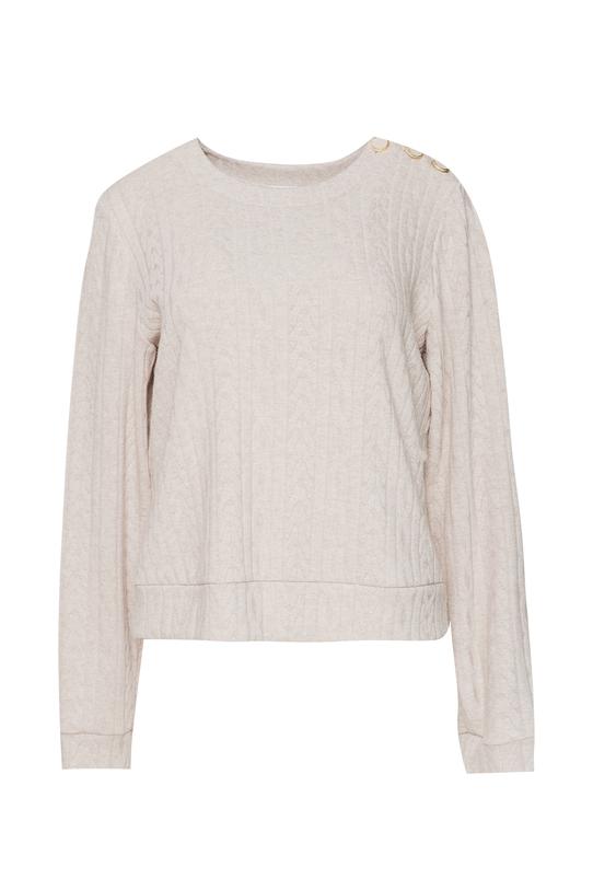 Bluzka z dzianiny sweterkowej z ozdobnymi złotymi guzikami - 1