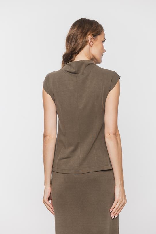 Bluzka z dzianiny w kolorze ciemnej oliwki - 3