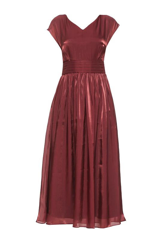 Błyszcząca bordowa sukienka z wiskozową podszewką - 1