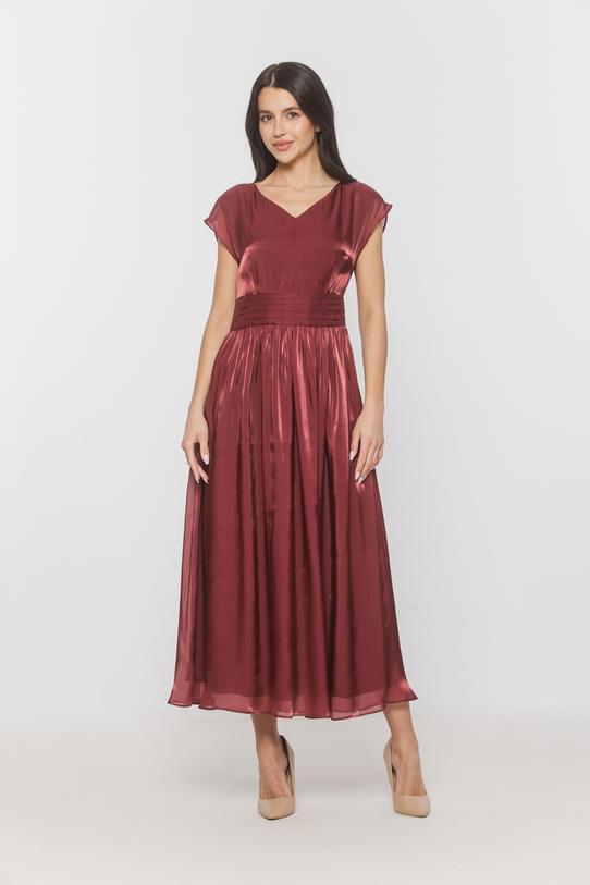 Wizualizacja Błyszcząca bordowa sukienka z wiskozową podszewką