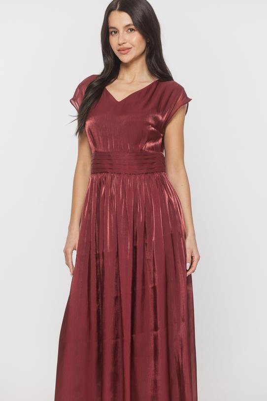 Błyszcząca bordowa sukienka z wiskozową podszewką - 2
