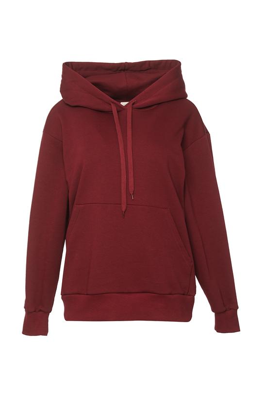 Bordowa bluza z kapturem w klasycznej formie - 1