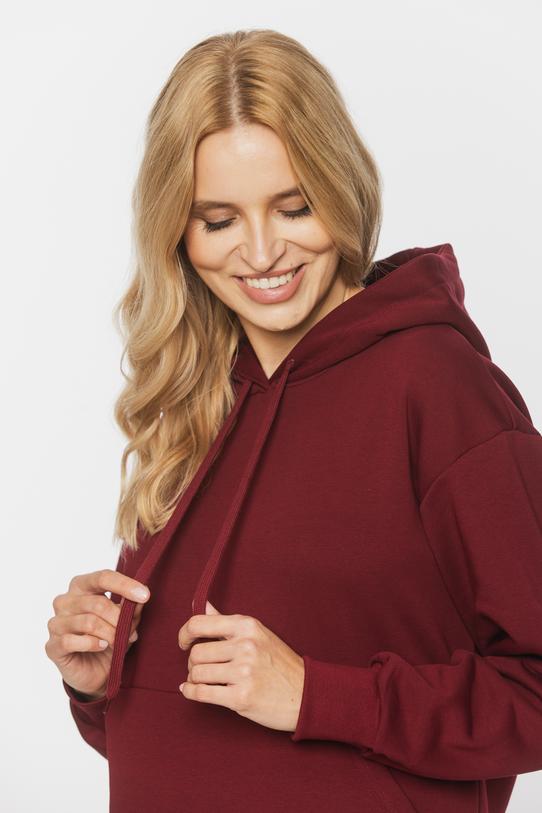 Bordowa bluza z kapturem w klasycznej formie - 5