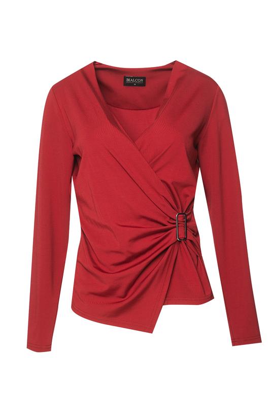 Ciemnoczerwona kobieca bluzka z dzianiny wiskozowej - 1