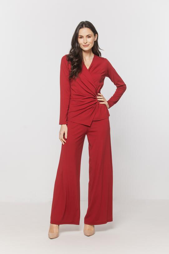 Ciemnoczerwona kobieca bluzka z dzianiny wiskozowej - 2