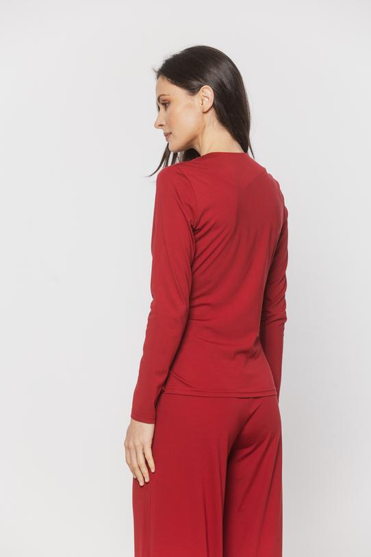 Ciemnoczerwona kobieca bluzka z dzianiny wiskozowej - 4