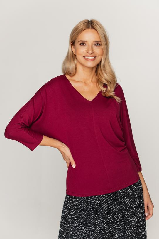 Bordowa nietoperzowa bluzka - 2
