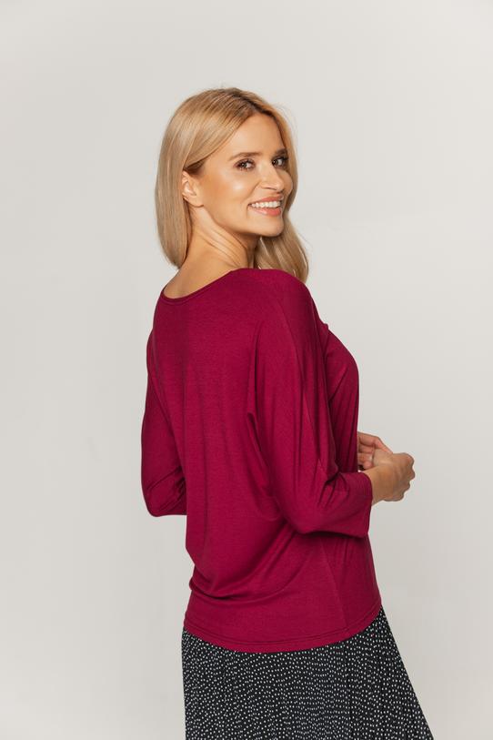 Bordowa nietoperzowa bluzka - 3