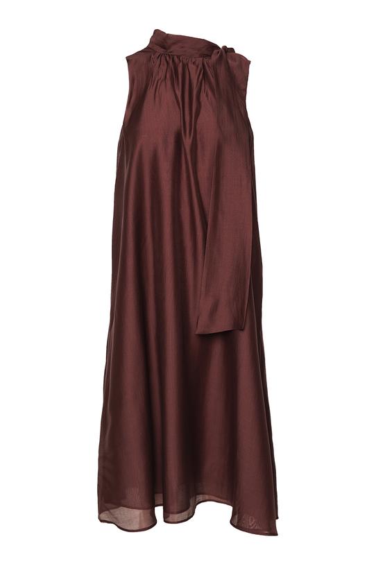 Bordowa sukienka z ozdobnym wiązaniem - 1