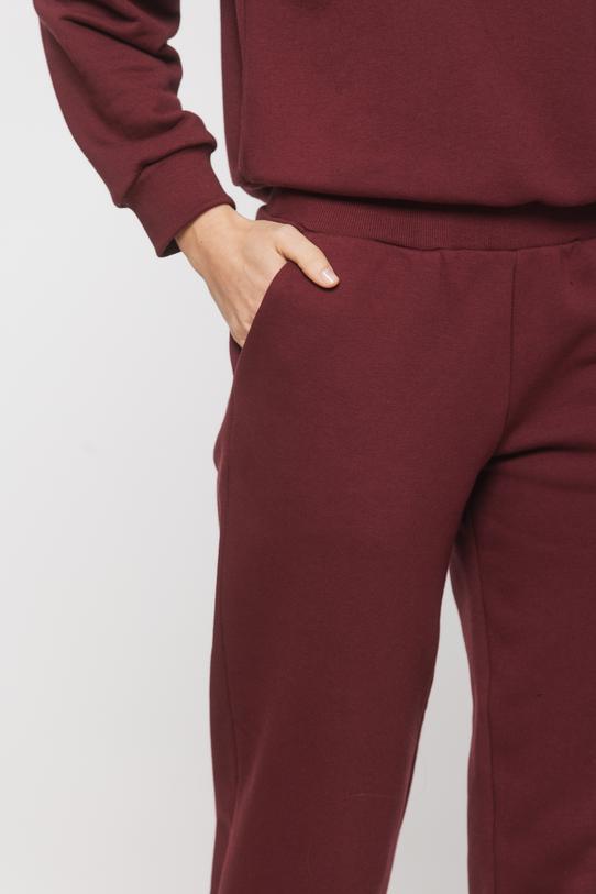 Bordowe sportowe spodnie z dzianiny bawełnianej - 4