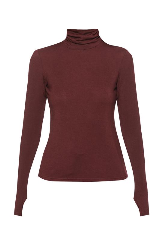 Bordowy lekki golf z domieszką wełny - 1