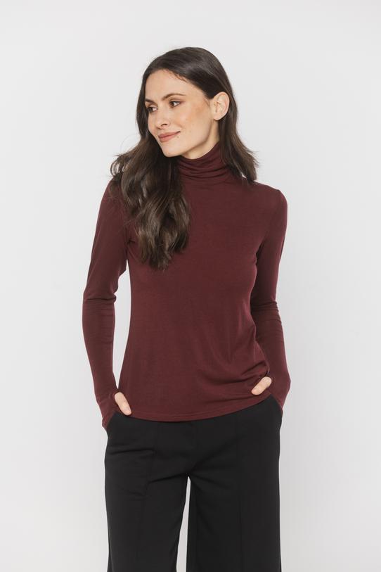 Bordowy lekki golf z domieszką wełny - 3