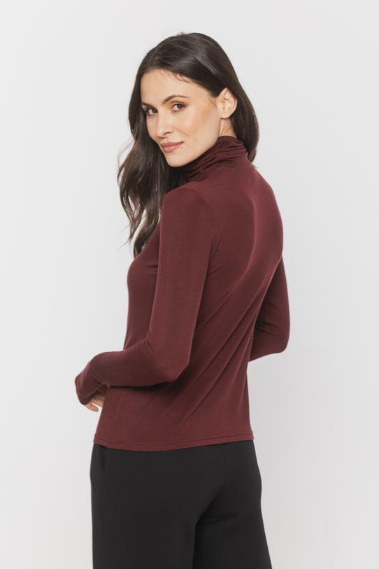 Bordowy lekki golf z domieszką wełny - 4