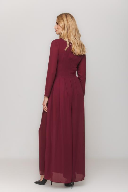 Bordowy zwiewny kombinezon z długim rękawem - 3