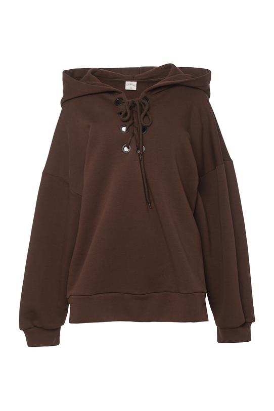 Brązowa oryginalna bluza oversize ze sznurowaniem - 1