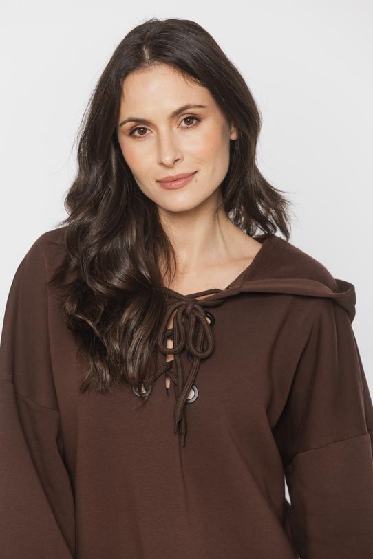 Brązowa oryginalna bluza oversize ze sznurowaniem - 4