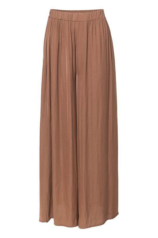 Brązowe lekkie spodnie o satynowym połysku - 1