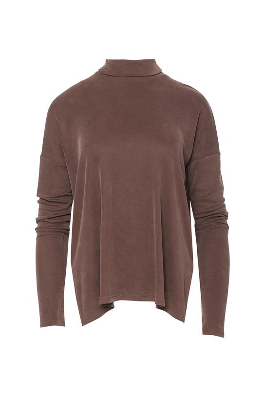 Brązowy golf o luźnym kroju z dopasowanym rękawem - 1